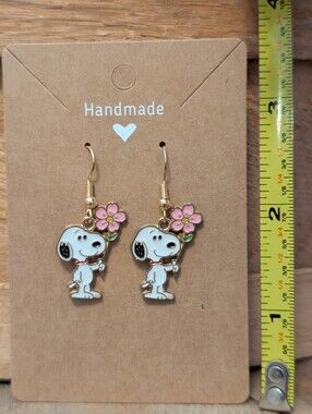 Peanuts Snoopy Enamel Metal Earrings NEW